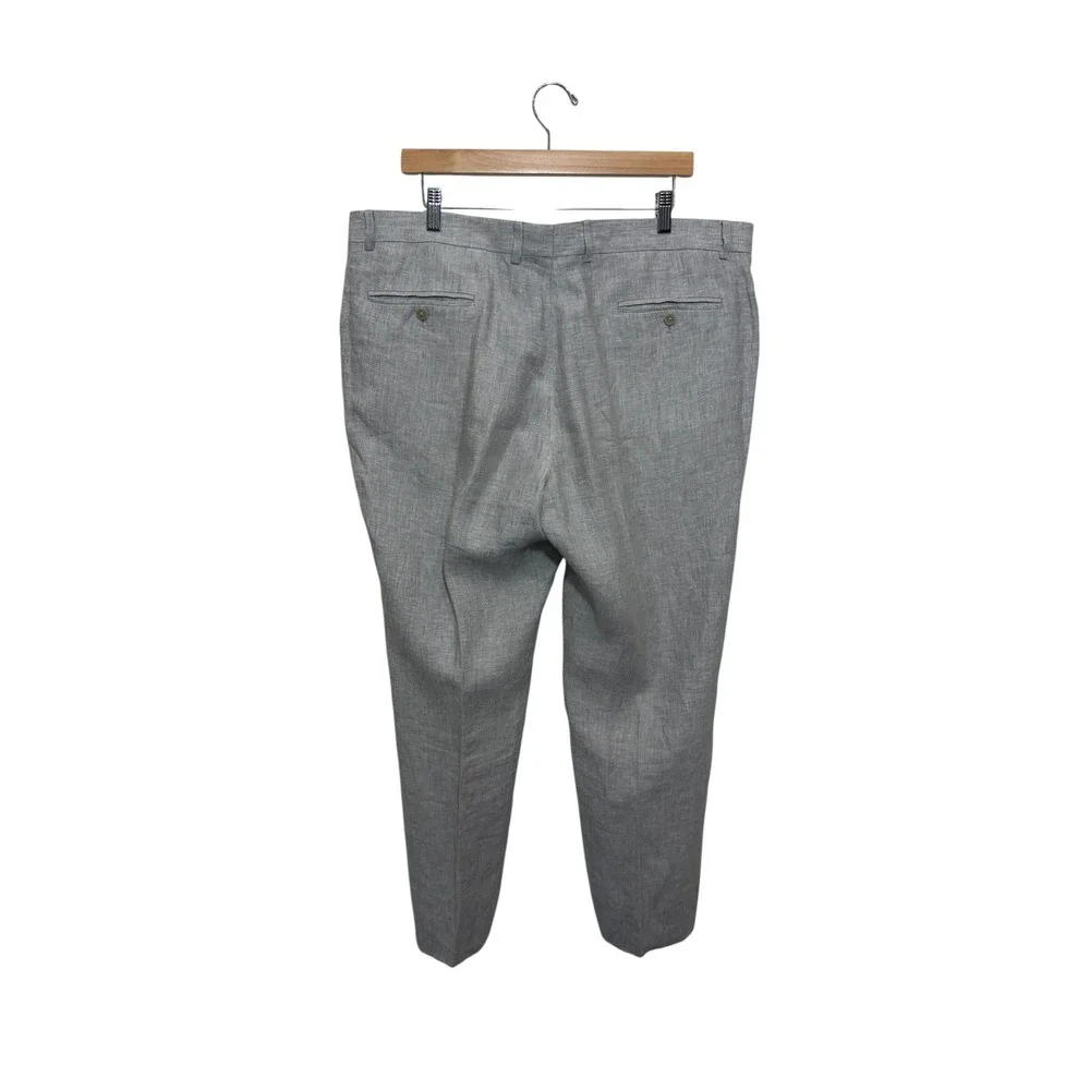 Joseph Abboud Mens Grey 40 Linen Trousers Pants Lux Summer
